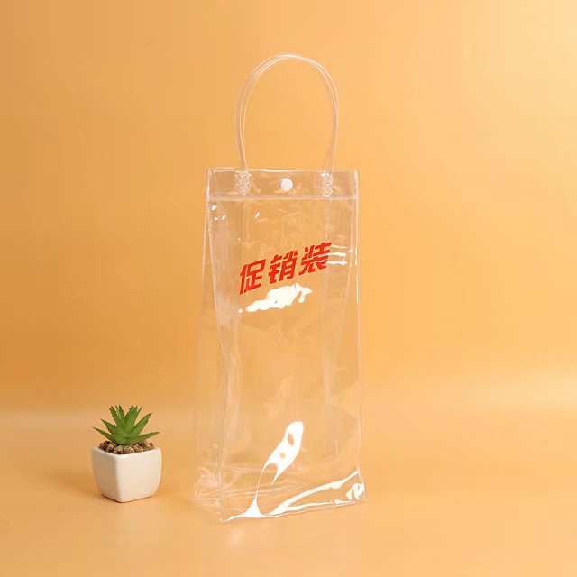 专业 红酒立体袋按扣手提包装袋化妆品塑料袋透明pvc葡萄酒袋