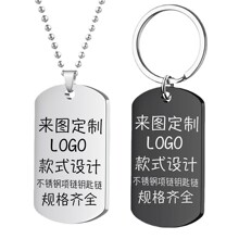 欧美趣味的不锈钢钥匙扣项链军牌圆牌方牌桃心园礼物