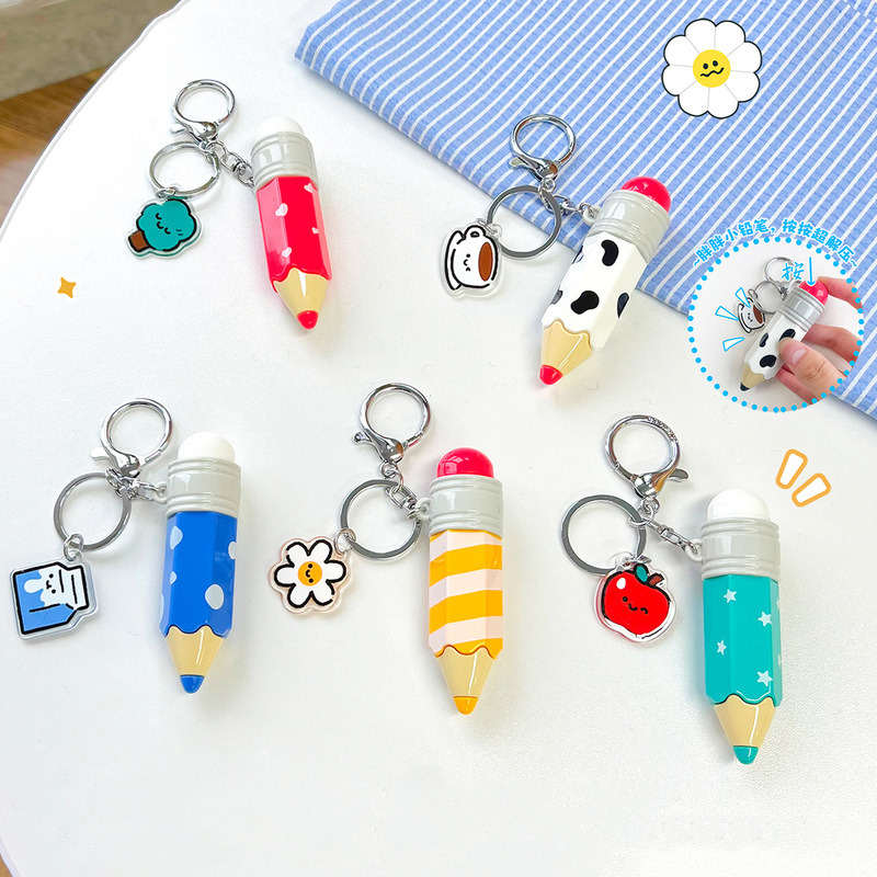 Original stress-relief pencil keyboard keychain bag pendant decoration children's toy best friend's birthday gift wholesale