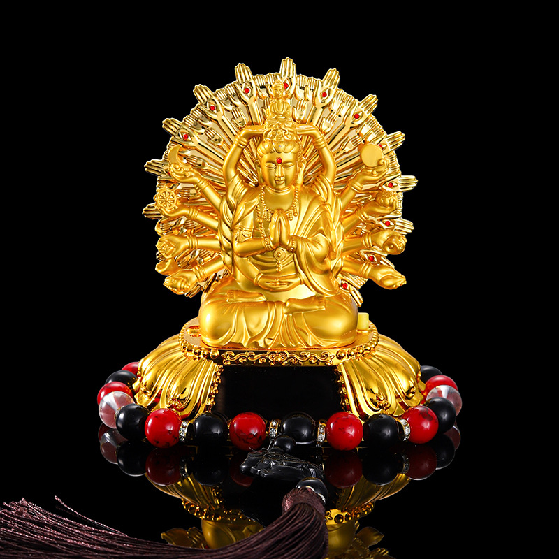 Car solar wheel car decoration alloy double-sided thousand-handed Guanyin ornaments car interior accessories decoration car ornaments