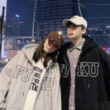秋冬款潮ins情侣装roora潮流百搭宽松连帽外套美式超火开衫卫衣男