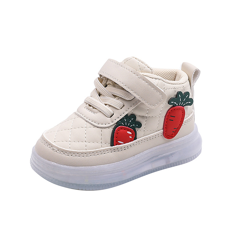 Childrens Light Up Sneakers Strawberry Cartoon Walking Shoes_voghion.com