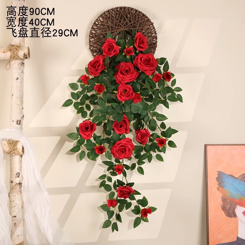 Simulación transfronteriza rosa colgada en la pared de plástico artificial de flores藤 acondicionado de aire acondicionado de pared de hogar orquídea colgante de orquídea decorada planta de藤