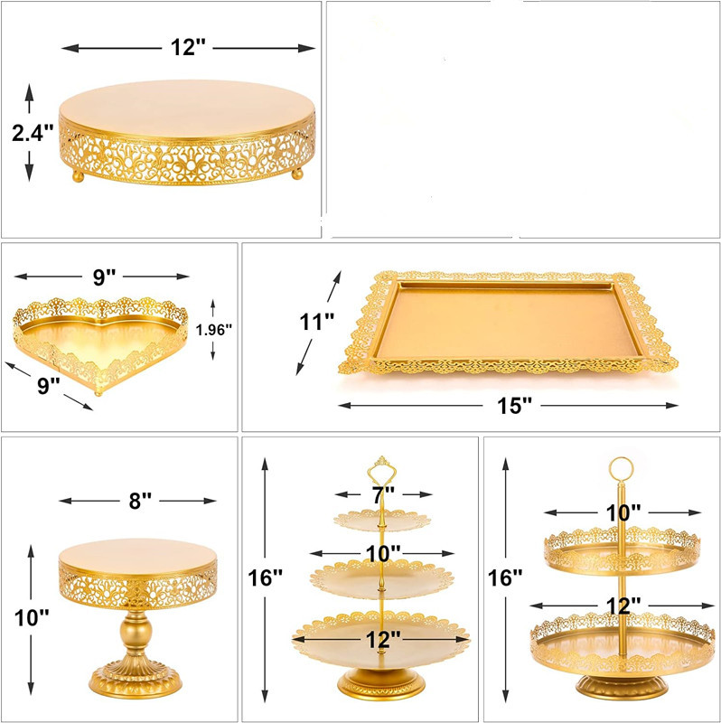 Estante de pastel de metal europeo tienda de té de leche dulces dulces dulces bandeja de pies altos props de boda bandeja de pastel decoración