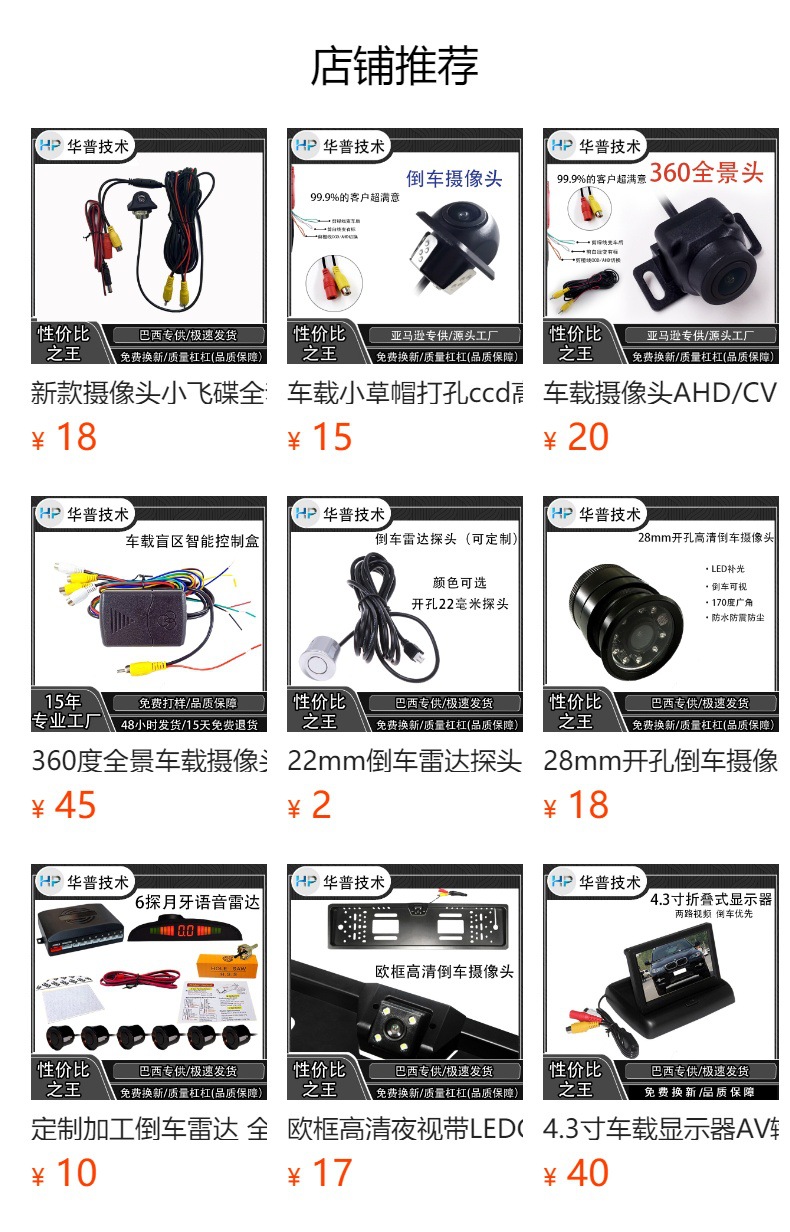 28mm Hole-Punching Reversing Camera, Perforated Infrared Adjustable Rearview, High-Definition Night Vision Car Camera
