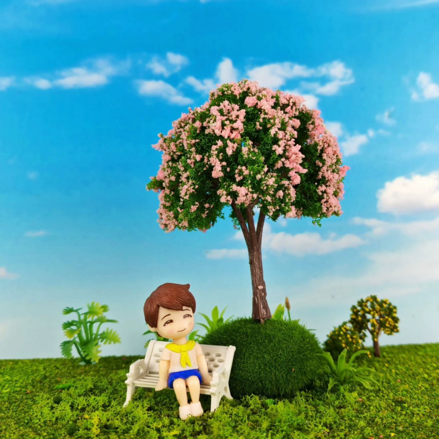 Архитектурная модель песочного стола, архитектурная модель, микроландшафтное украшение, искусственный пластиковый цветок, модель дерева SWA10080