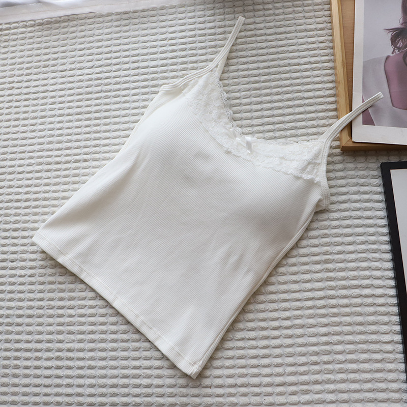 98g Weight Cotton, Spandex Fabric Type Short Top Length Camisole Tops Type Holiday, Daily Occasion Strap Neckline Slim Fit Type Solid Color Pattern Summer, Spring Season Women's Gender Lace Design Casual, Elegant Style Wholesale Women's Casual Elegant Solid Color Lace Tank Tops 2