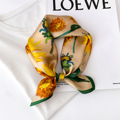 100％桑蠶絲圍巾女士真絲絲巾韓國百搭秋冬薄款氣質裝飾職業領巾