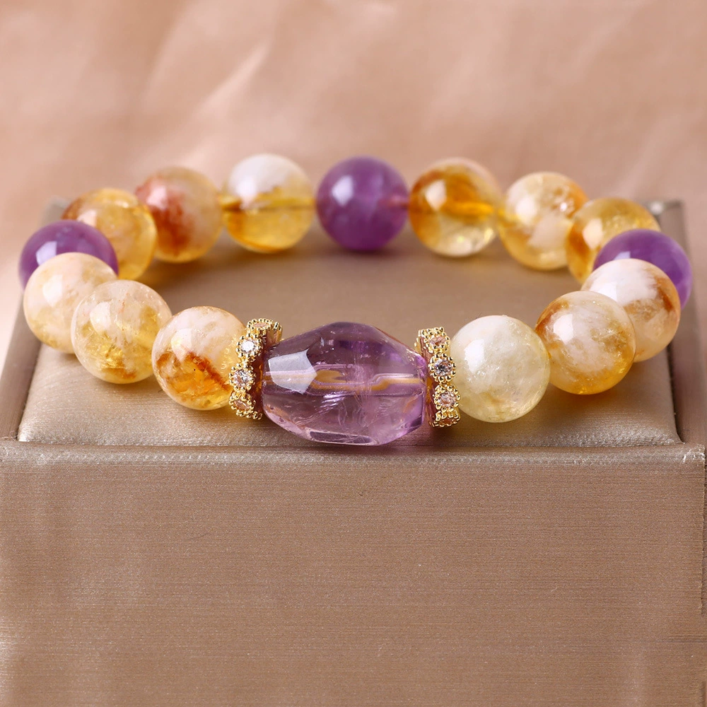 Оптовая продажа от производителя: браслет из желтого кристалла "Башня" 10 мм, граненые бусины из аметиста, браслет из кристаллов удачи и безопасности, Уругвай.