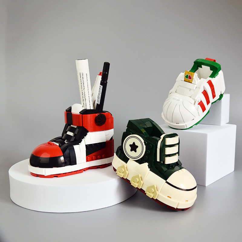 Jiaqi Building Blocks Small Particle Assembly Cute Sneakers Trendy Model Decoration Puzzle Toys Boys and Girls Gifts Cross-Border