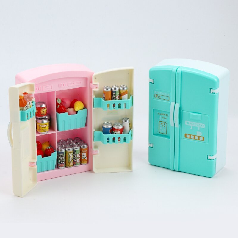 ミニチュア食品おもちゃミニ両開きドア冷蔵庫ままごとおもちゃクロスボーダー新しいドールハウス diy シミュレーションモデル|undefined