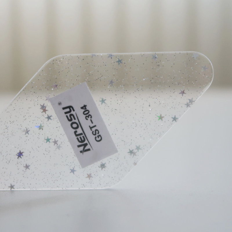 Wenzhou manufacturer Silver pink star acrylic plate laser organic glass plate keychain stand-up acrylic pmma