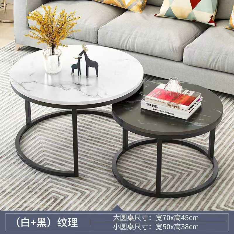 Mesa de té lujosa moderna pequeña sala de estar mesa redonda simple de mármol italiano creativo mesa de té de hierro forjado