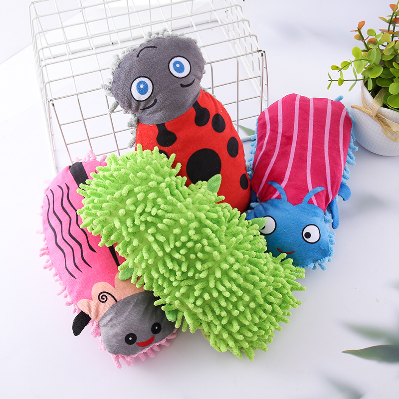 Suministros para mascotas trapeador creativo terciopelo animal escarabajo dibujos animados papel de sonido juguete de peluche rechinar dientes dientes juguetes para perros