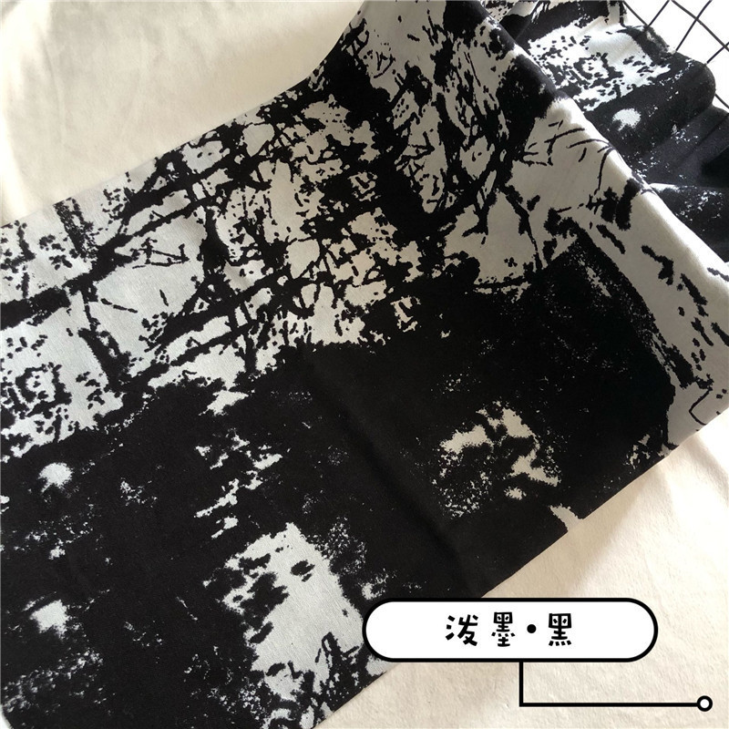 中棉麻蓝色印花布料青花瓷白底仿蜡染桌布服装装饰布料|undefined