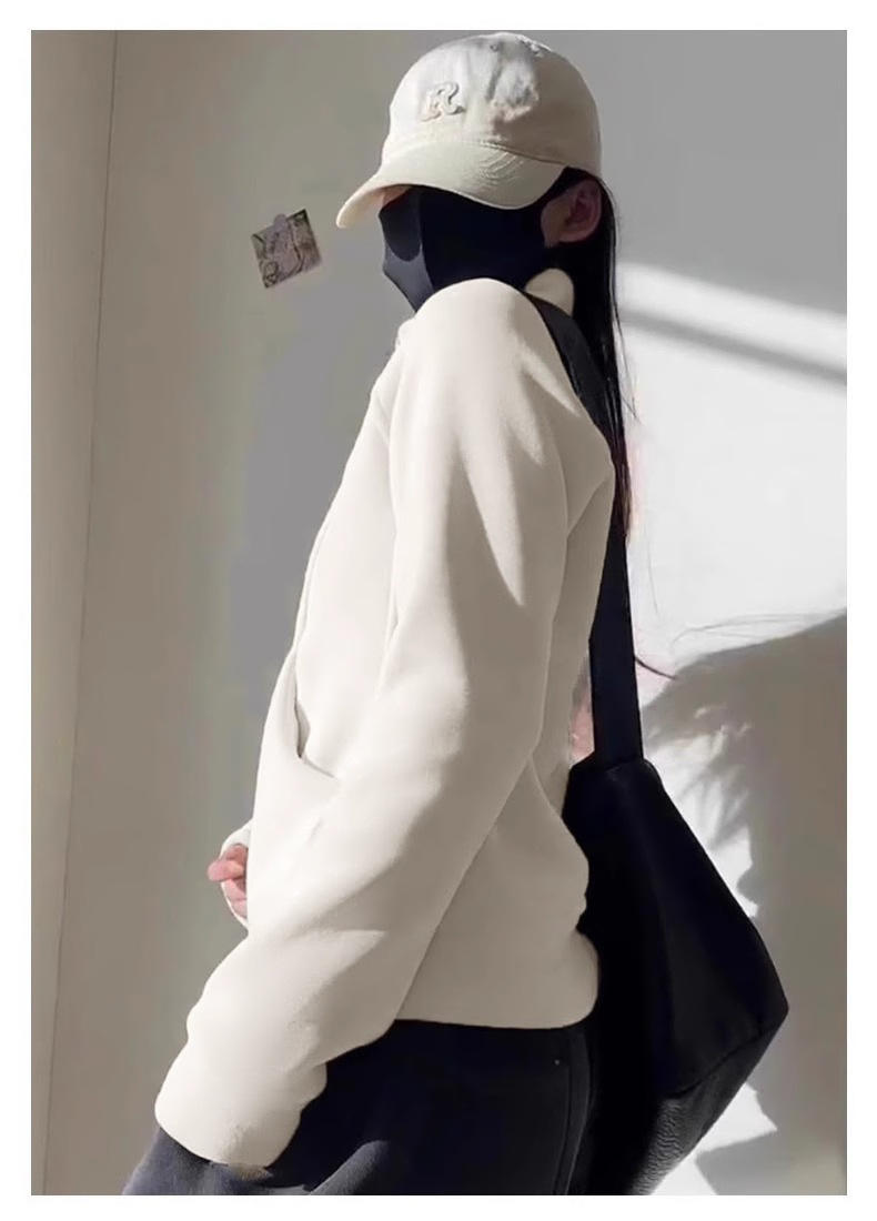 Double Pull-up Collar Yoga Jacket, Fleece Thickened Slim-fit Sports Top, Fitness Clothes For Women_desvips.com
