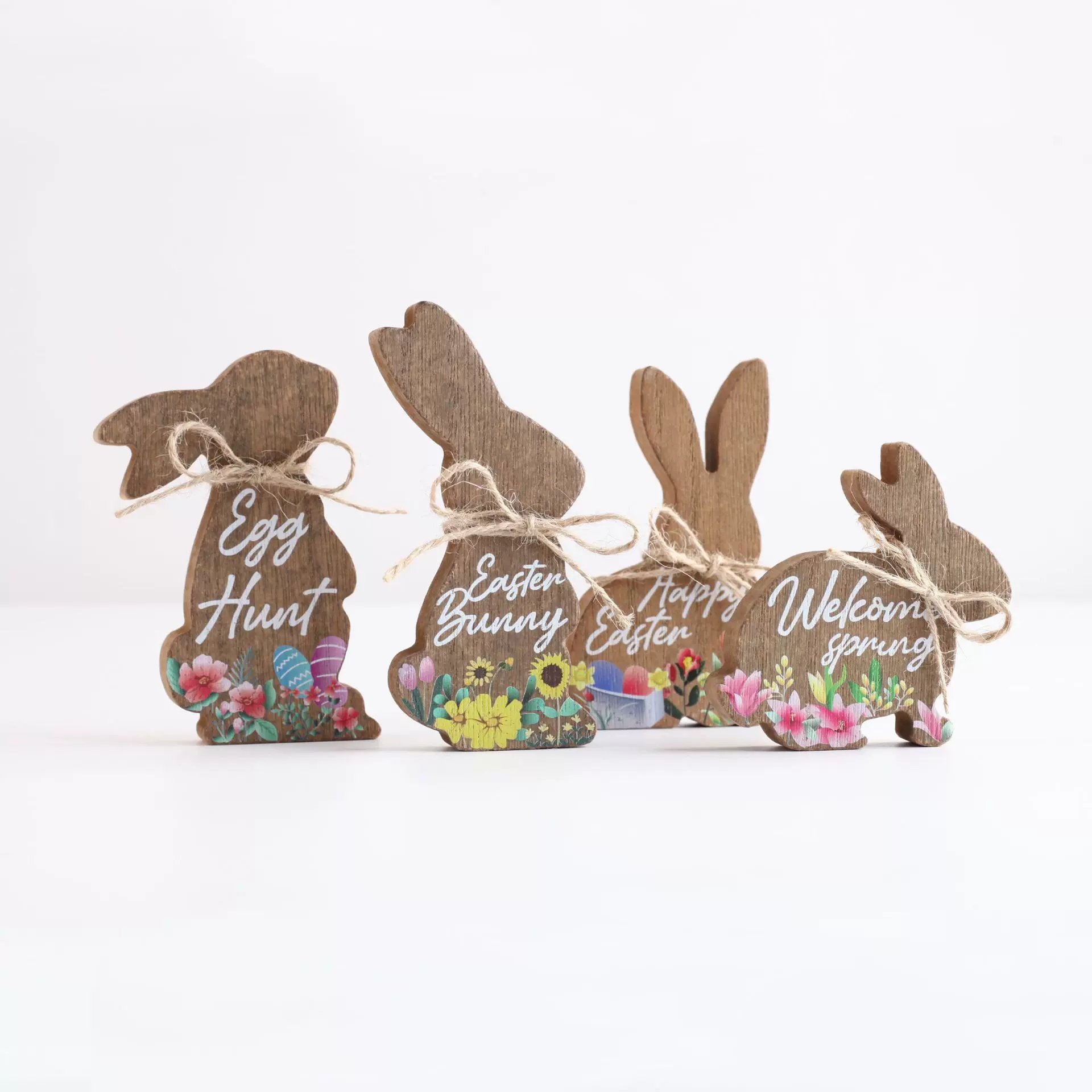 DJ源头厂家春季复活节兔子摆件木制印花装饰亚马逊家居装饰2025