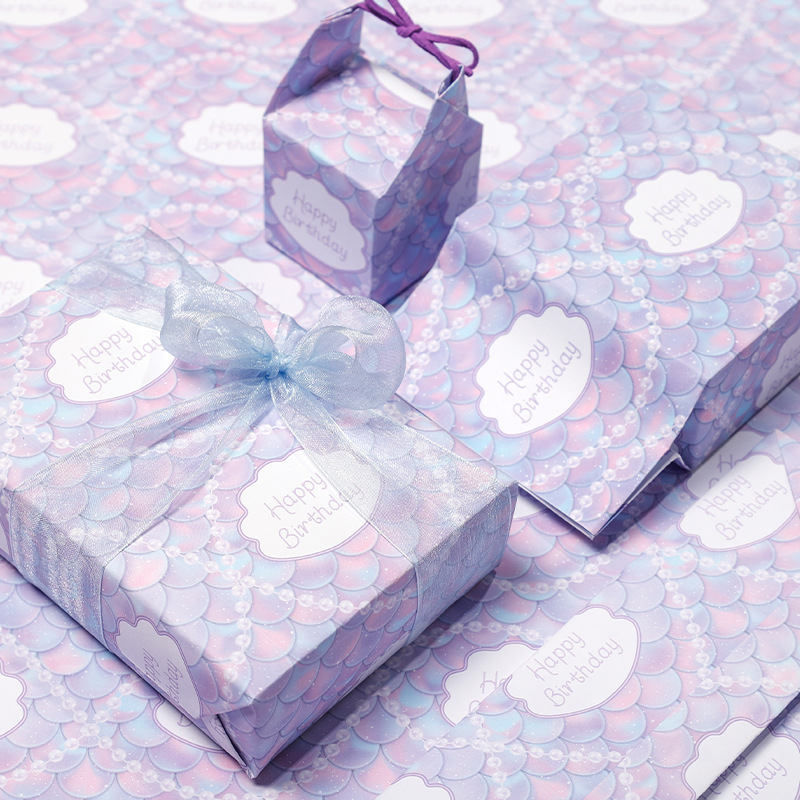 Amazon venta caliente papel de embalaje de vaca blanca día de los niños día de San Valentín inswind regalo caja de regalo papel de embalaje DIY