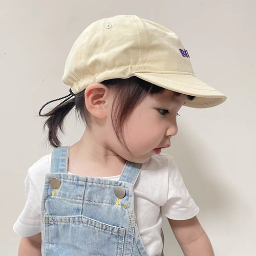 Baby hat spring and summer new style sun protection and sunshade for boys and girls, adjustable embroidered letter peaked cap, children's baseball cap
