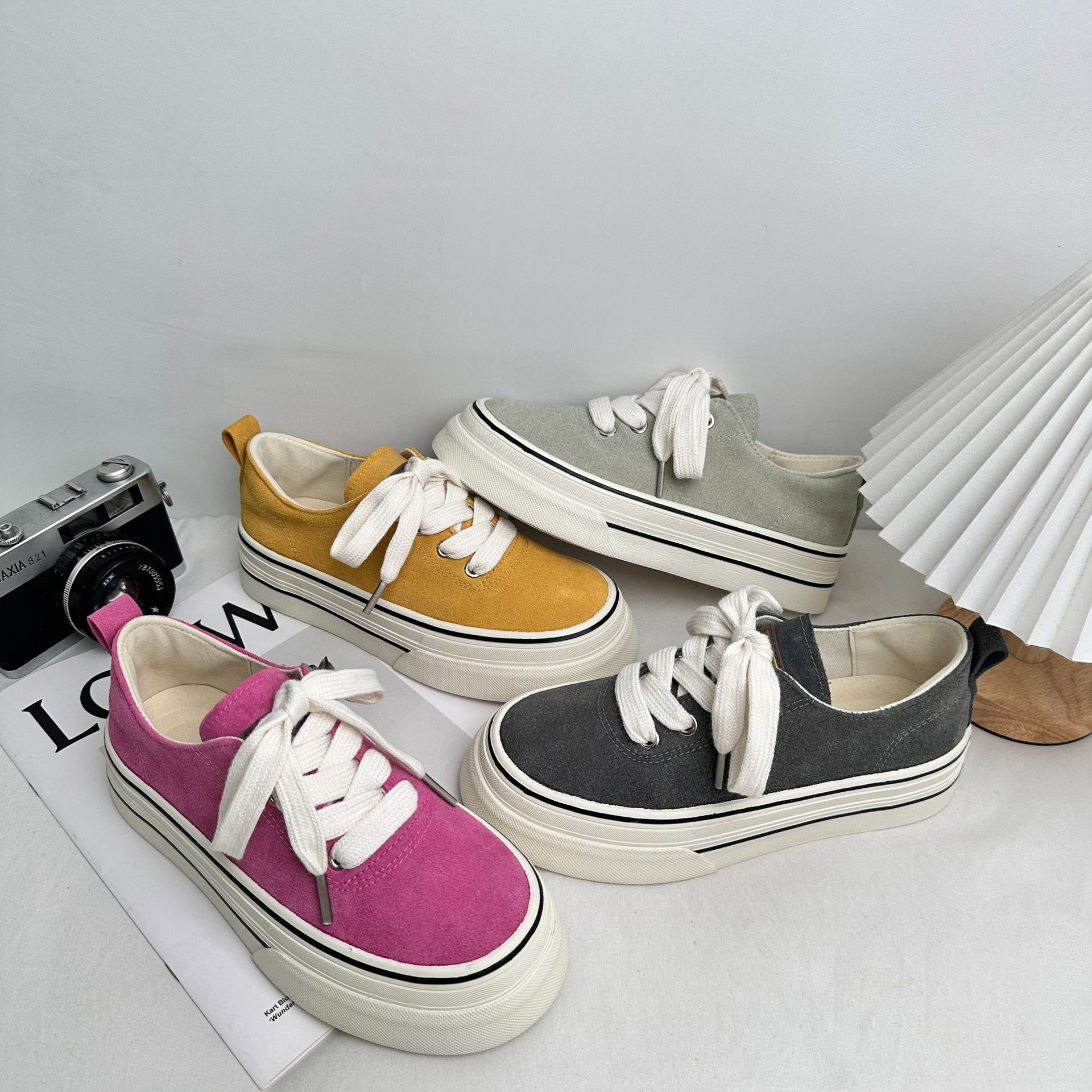 Yuanbo 2025 primavera nuevas zapatillas de deporte de todo fósforo estudiantes zapatos de lona coreanos Harajuku de corte bajo