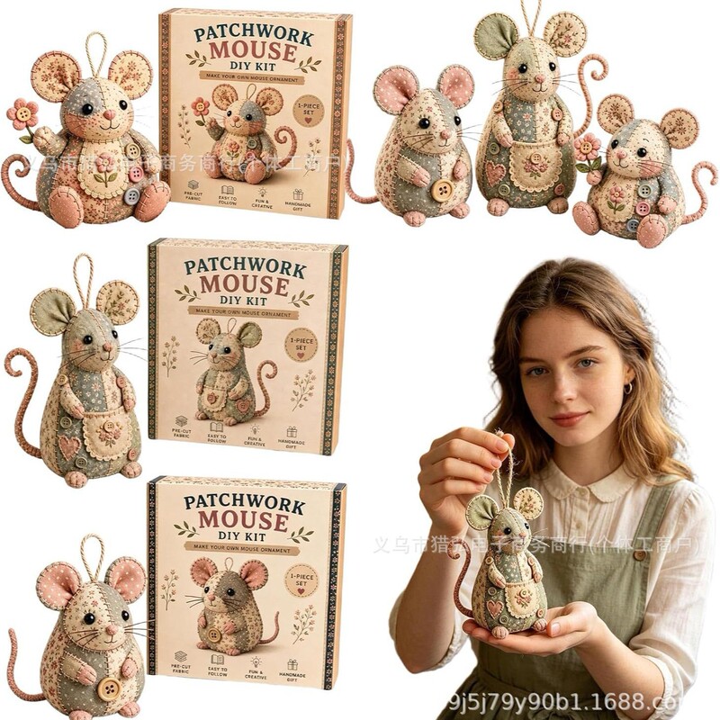 Patchwork Mouse DIY Kit Handmade DIY Mouse Sewing Craft Set Patchwork Animal Kit