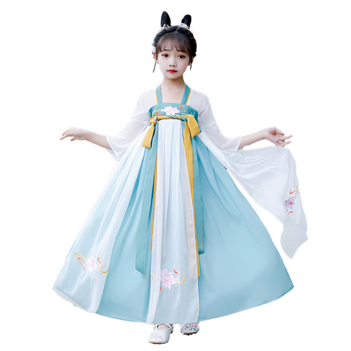 Green Hanfu for kids girls fairy dress chinese ancient traditional folk costume ru skirts Tang dynasty Tang suit anime drama cosplay kimono dress for children