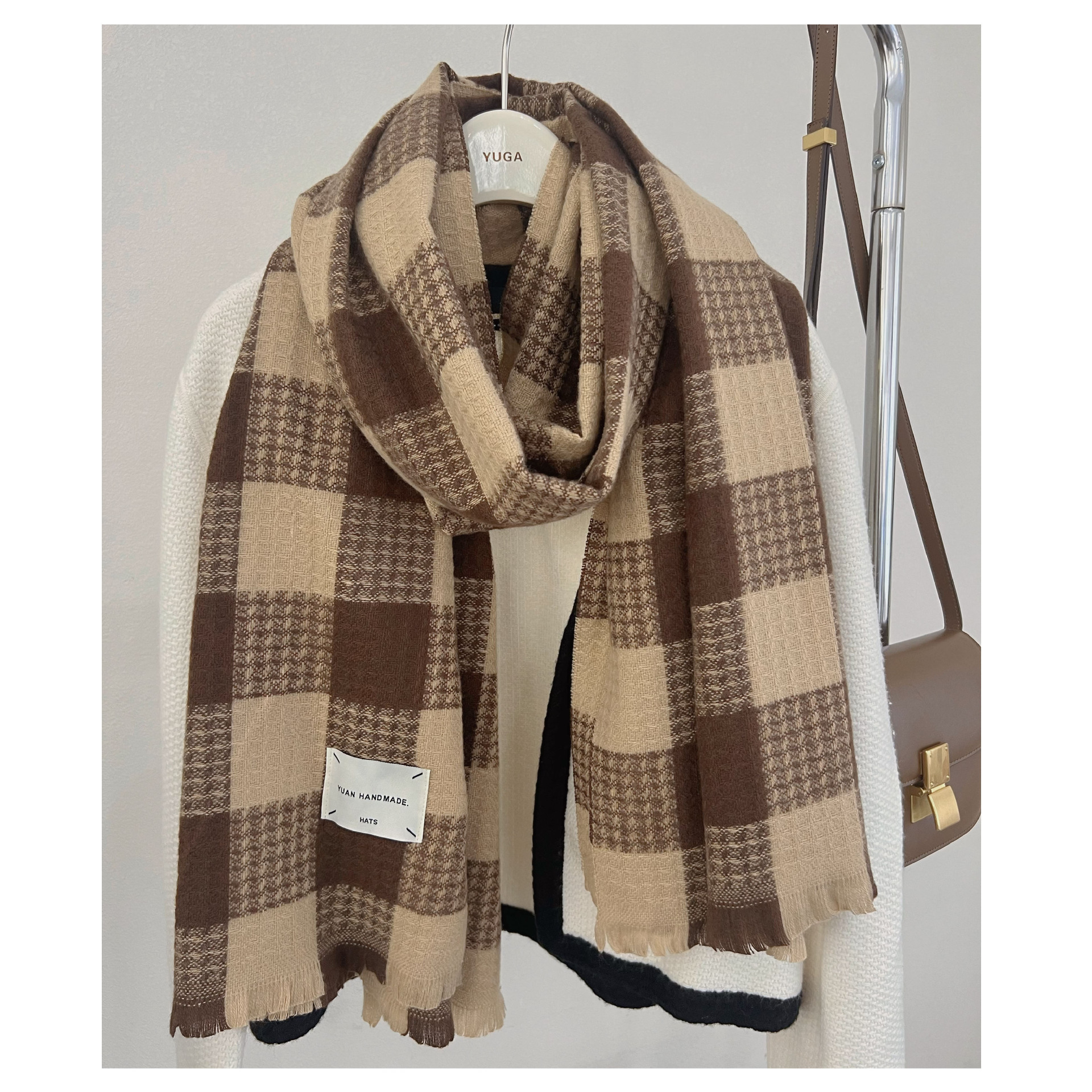 Sciarpa a quadri da donna autunno inverno stile versatile_voghion.com