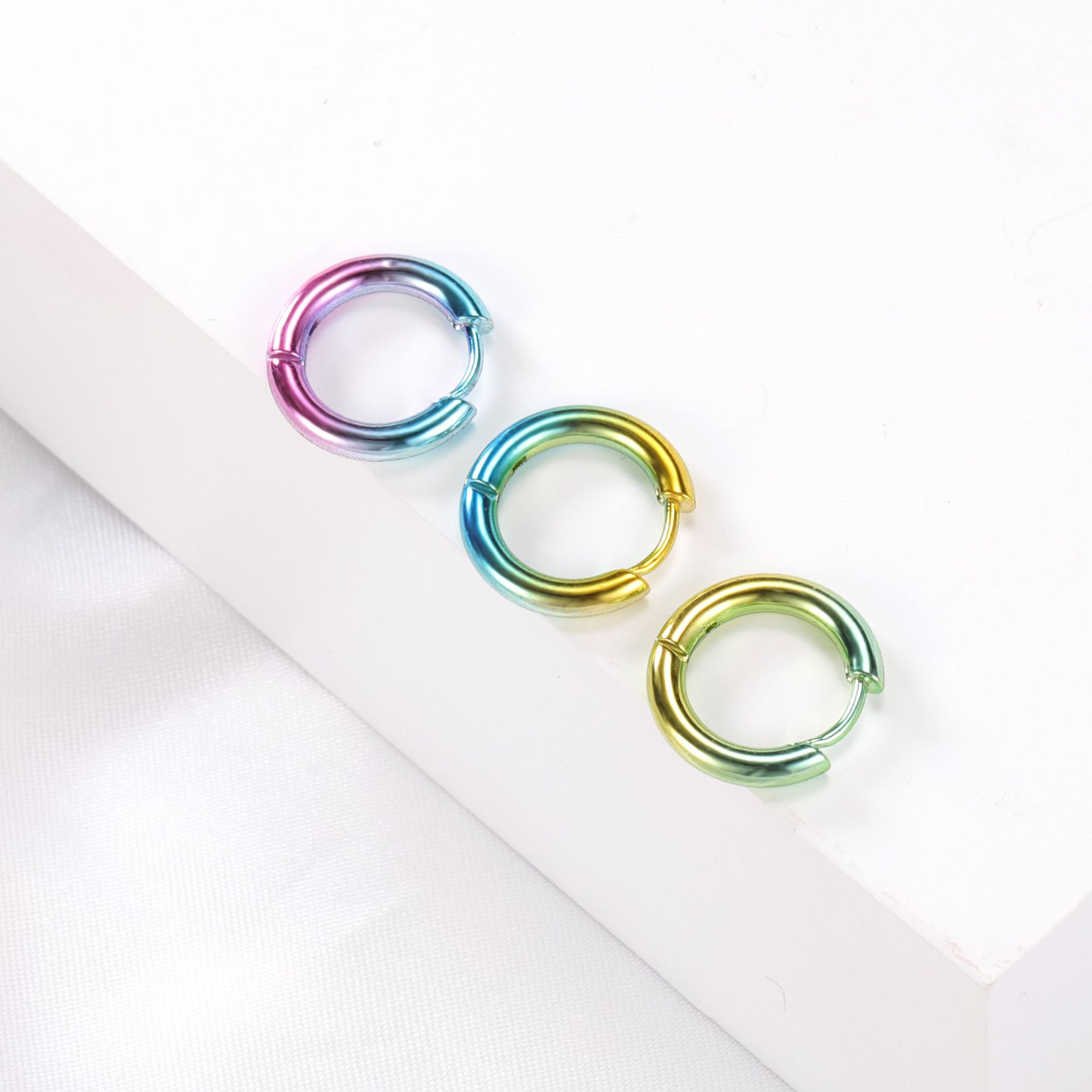Colorful Paint Titanium Steel Geometric Earrings for Unisex Punk Wholesale detail image 7