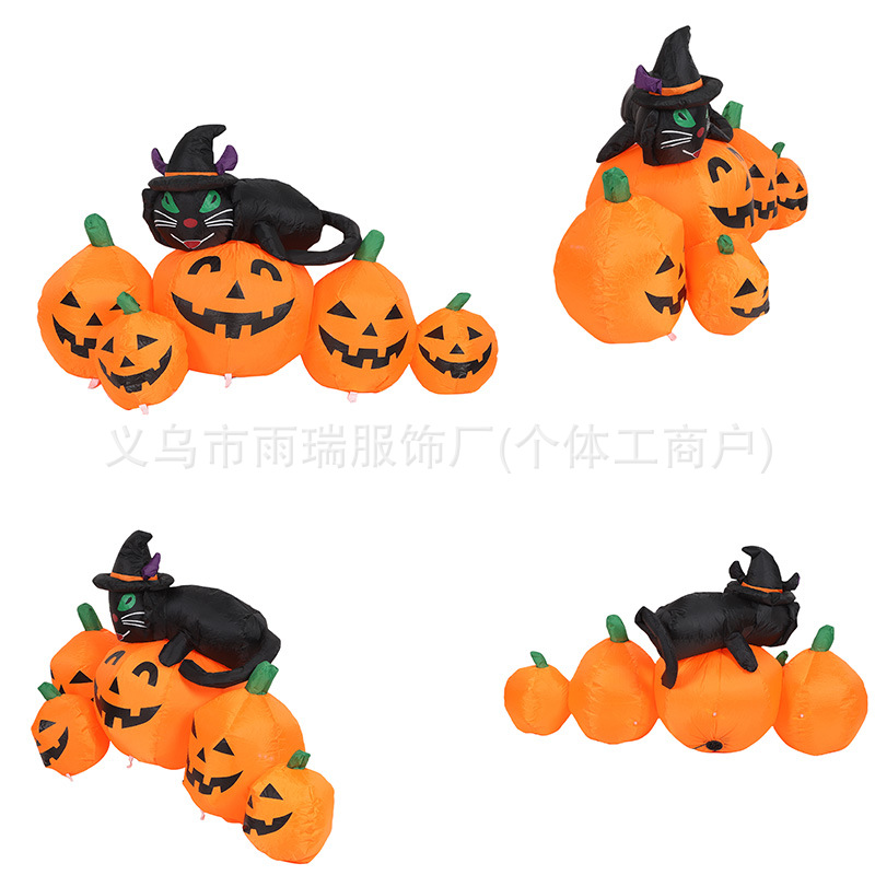 Modelo de aire de Halloween transfronterizo calabaza gato fantasma modelo de aire decoración fábrica de aire de Halloween inflado modelo personalizado
