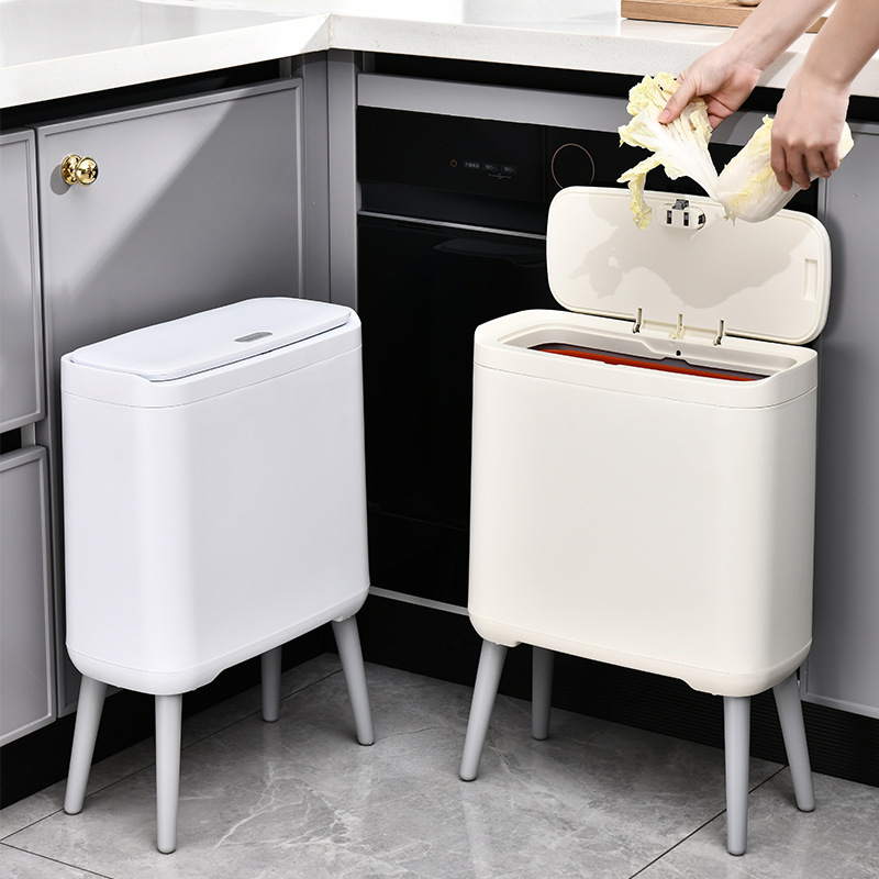 High-leg trash can high-looking automatic sealing storage bucket waterproof moisture-proof sealed double bucket bathroom bedroom gap