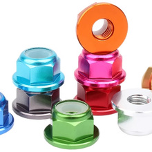 彩色铝合金法兰防松螺母六角防滑自锁螺丝帽尼龙锁紧螺帽M2M3M4M5