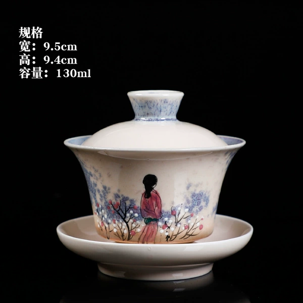 Hand-painted covered bowl-style three