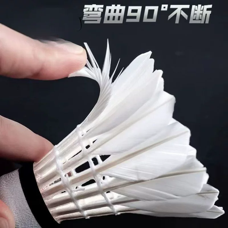 Badminton playing goose feathers.