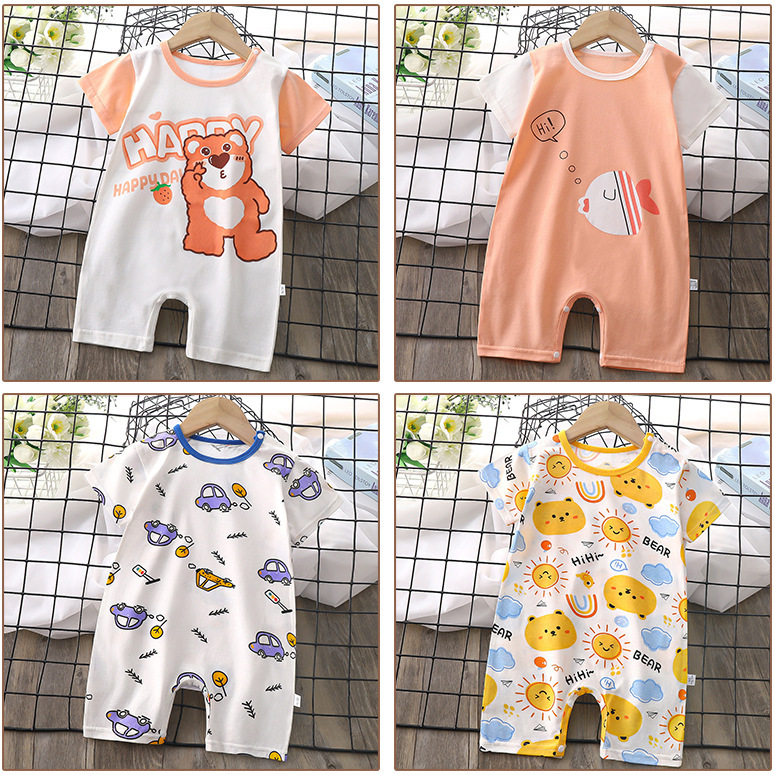 Verano bebé mono delgado tesoro para hombre mameluco de manga corta para recién nacido de dibujos animados pijamas de bebé