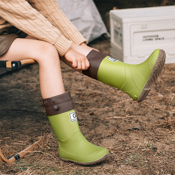 Japan Foldable Wild Bird Association Rain Boots for Men and Women Couple Parent-Child Rainforest Mountaineering Men's Rain Boots Non-Slip Waterproof Shoes