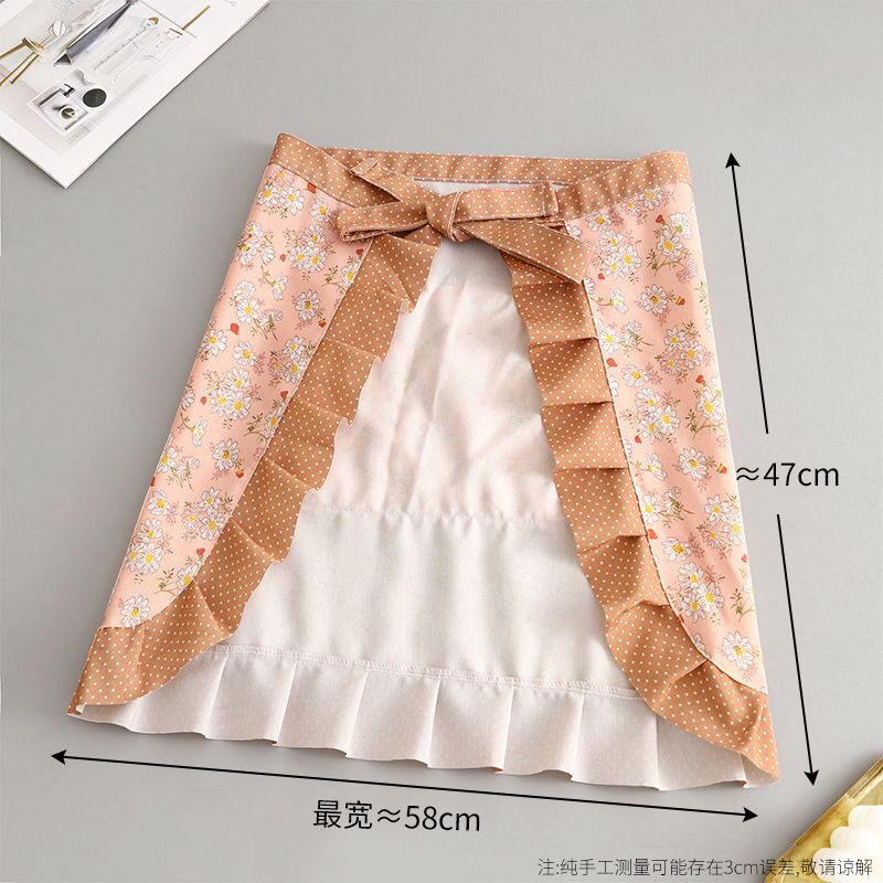 Pastoral, transpirable, pequeña lona fresca, medio cuerpo, cintura antiincrustante y resistente al desgaste, delantal de cocina, ropa de trabajo de media sección para el hogar