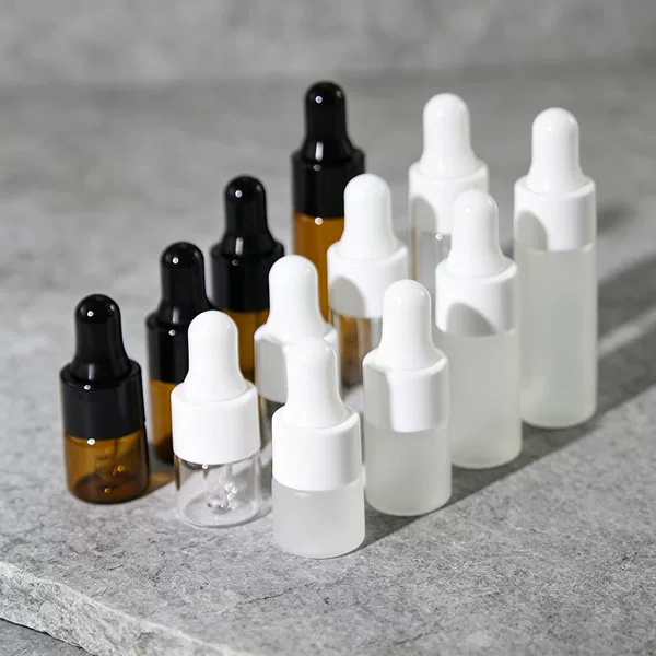 Sample dropper bottles with rubber tips 1ml 2ml 3ml 5ml essence liquid dispensing bottles Essential oil glass dropper bottles