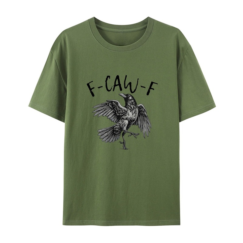 跨境新款有趣的乌鸦印花F-Caw-F运动纯棉T恤男女同款|undefined