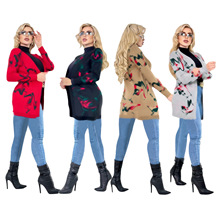 M4050  欧美跨境女装 秋冬气质通勤显瘦针织开衫毛衣外套 4色现货