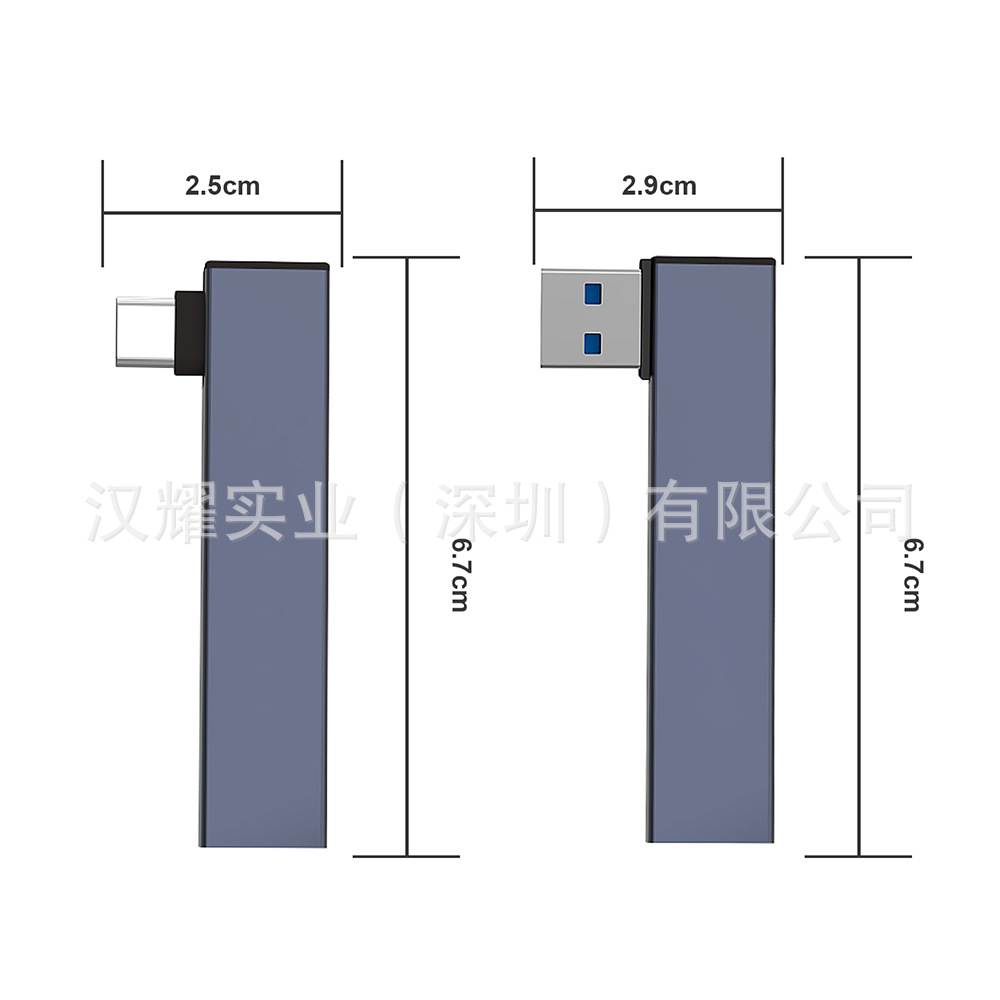 Hubusb estación de acoplamiento Tipo-C tres en uno portátil divisor codo USB3.0 multi-Puerto extensor