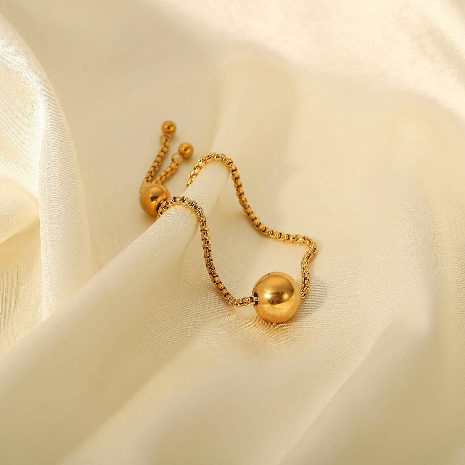 New Style 18K Gold plated round Ball Pendant Stainless Steel Bracelet