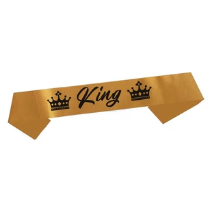 Лента King с короной чёрная золотая и синяя