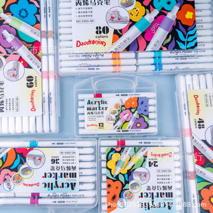 Cross-Border Soft-Tip Acrylic Marker Pen, Water-Based, Non-Smudged, Non-Transparent, Stackable, Student Art Painting Graffiti Pen