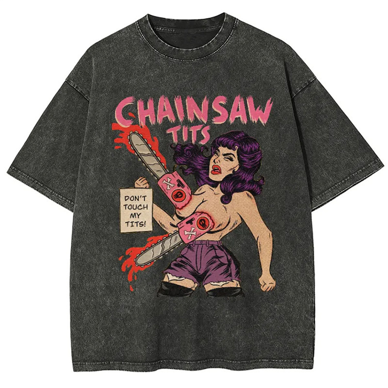Washed Y2K Movie Club Large Size Foreign Trade Men's and Women's T-Shirt Short Sleeve Loose Grimace Harajuku Wholesale Retro