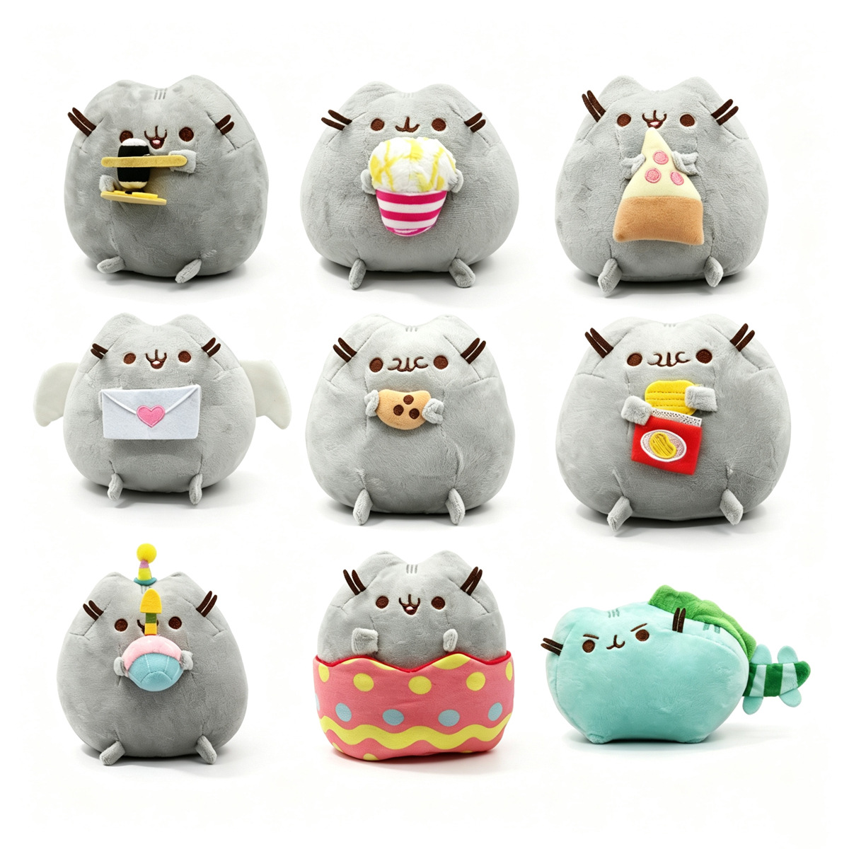 Cross-border in-stock cute chubby cat cake, cookie, donut plush toy, doll for claw machines