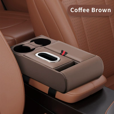 Multifunctional Storage Box Organizer — Armrest box - section-a-wooden-box-armrest-box-flagship-model-coffee-brown