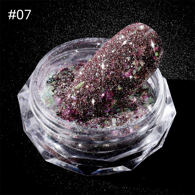 Internet celebridad nueva fantasía manicura Opal brocado diamante polvo flash polvo reflectante diamante lentejuelas disco flash polvo