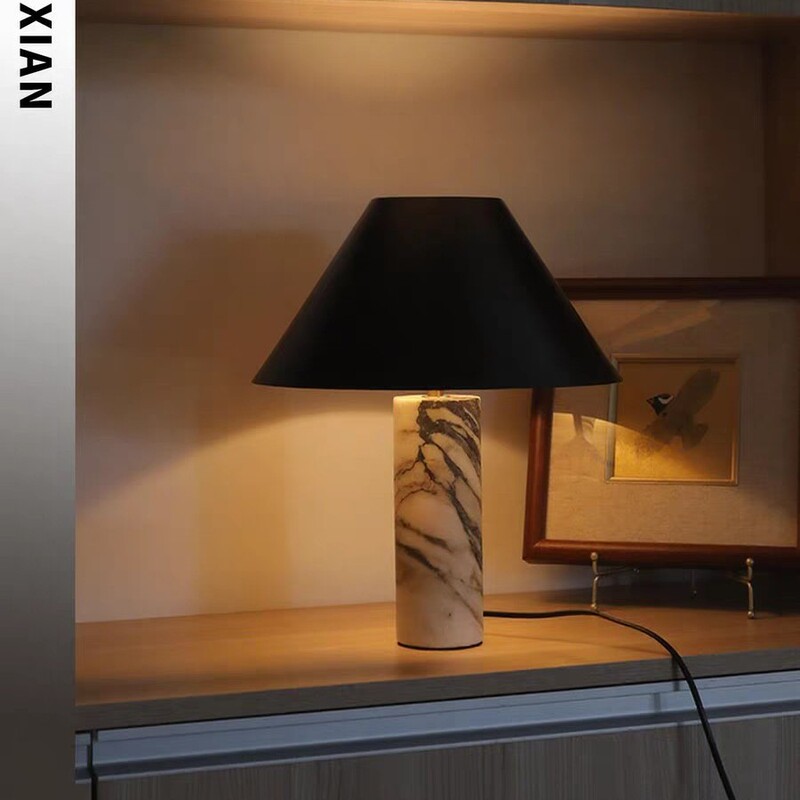 Italian Natural Marble Table Lamp Designer Creative Simple Living Room Bedroom Bedside Table Lamp Japanese Wabi-Sabi Style