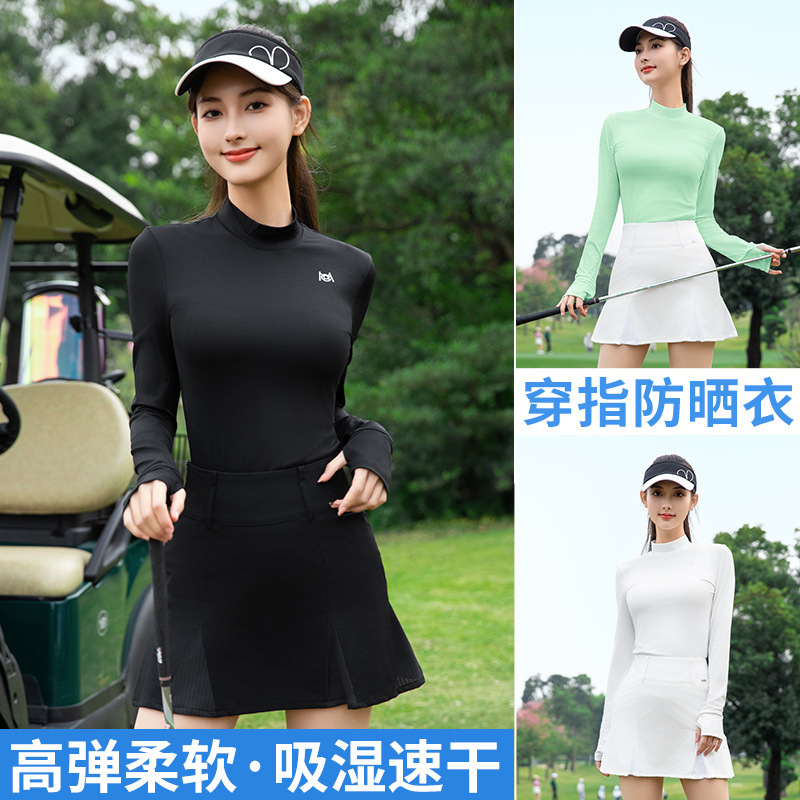 2025 Golf Women's Spring and Summer Sunscreen Long Sleeve High Collar T-shirt Women's Base Shirt Clothing Jacket 2025 Golf Women's Spring and Summer Sunscreen Long Sleeve High Collar T-shirt Women's Base Shirt Clothing Jacket