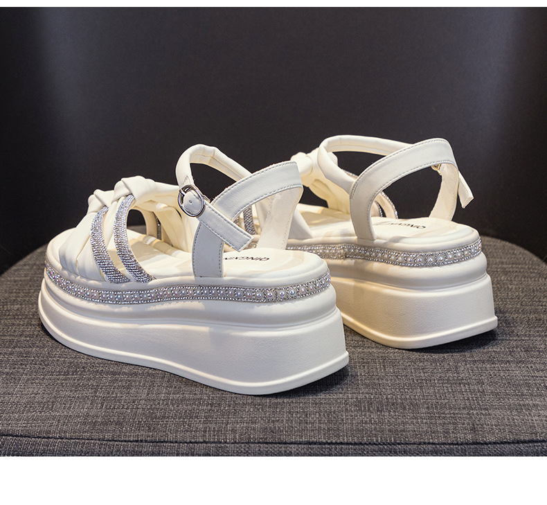 Dép sandal nữ đế platform đính đá tăng chiều cao ẩn kiểu La Mã — M2369 màu bạc, M2369 màu be, M2369 màu đen chi tiết 24